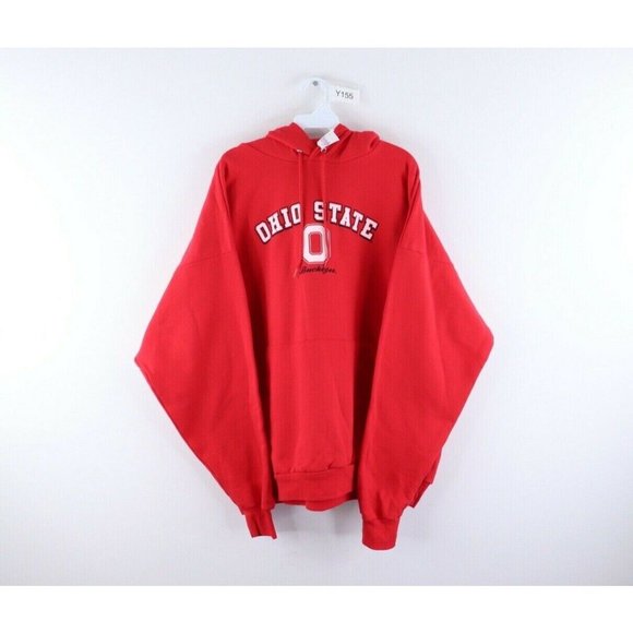 NOS Vintage Mens 2XL The Ohio State University Spell Out Hoodie Heavyweight Red
